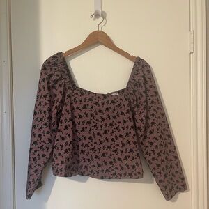 Madewell Purple Mid Sleeve Crop Blouse, Size Small
